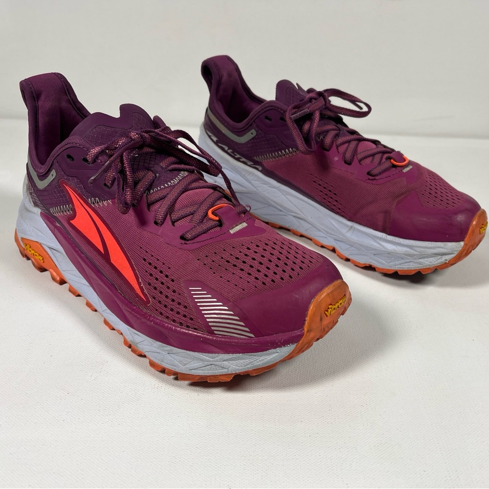 SOLD Altra Women's Olympus 5 Running Shoes Vibram Trail Run Purple Orange Size 8 - Picture 6 of 14